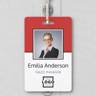 Custom Business Logo Basic Barcode Employee Photo ID Badge