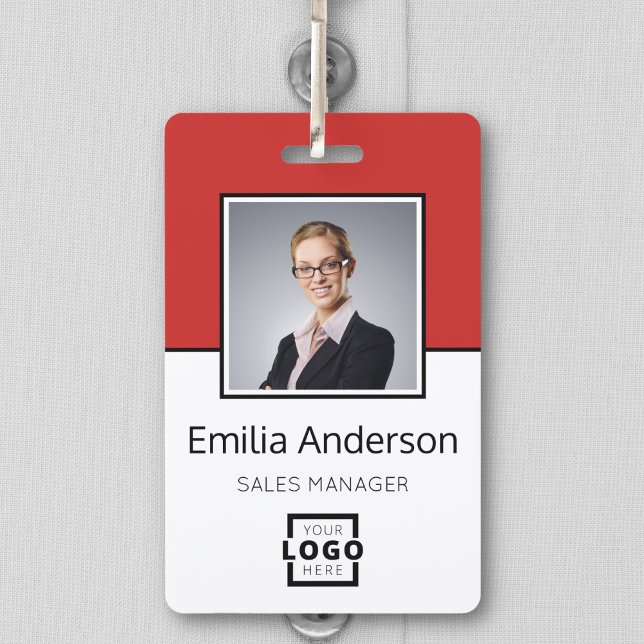 Custom Business Logo Basic Barcode Employee Photo ID Badge (Creator Uploaded)
