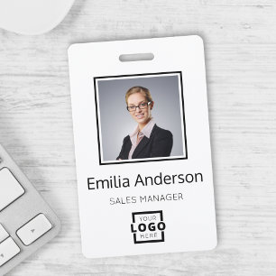 Custom Business Logo Basic Barcode Employee Photo ID Badge