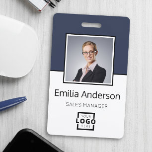 Custom Business Logo Basic Barcode Employee Photo ID Badge