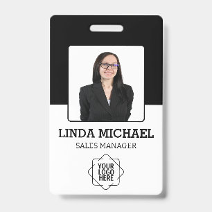 Custom Business Logo Basic Barcode Employee Photo  ID Badge