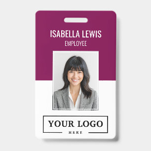 Custom Business Logo Basic Berry Employee Photo ID Badge