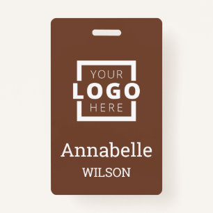Custom Business Logo Basic Employee Name Brown ID Badge
