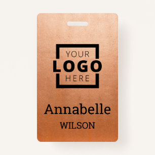 Custom Business Logo Basic Employee Name Copper ID Badge
