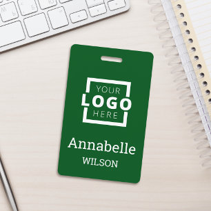 Custom Business Logo Basic Employee Name Green ID Badge