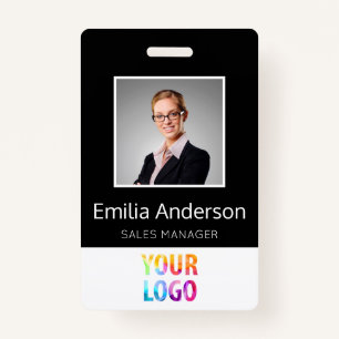 Custom Business Logo Basic Employee Name Photo ID Badge