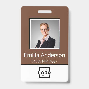 Custom Business Logo Basic Employee Name Photo ID Badge