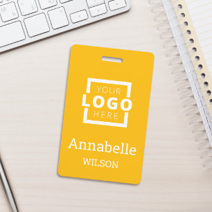 Custom Business Logo Basic Employee Name Yellow ID Badge