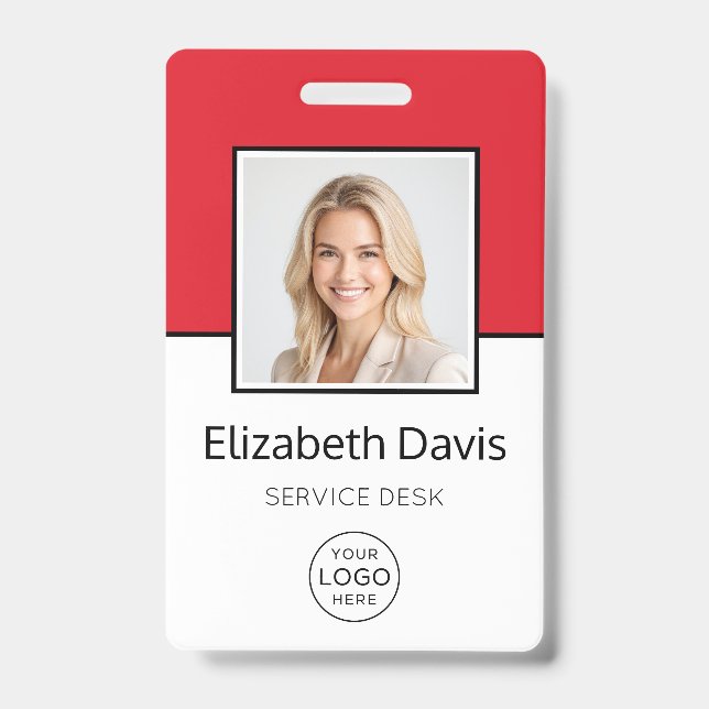 Custom Business Logo Basic Employee Photo ID Badge (Front)