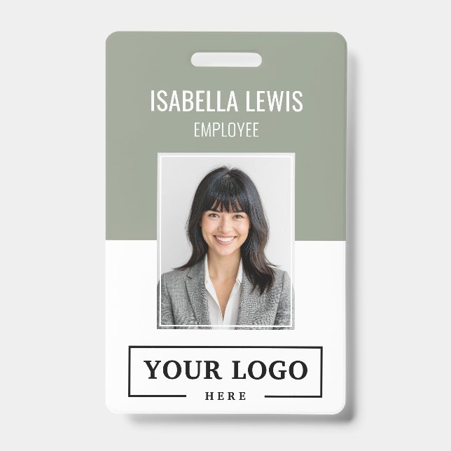 Custom Business Logo Basic Employee Photo Sage ID Badge (Front)