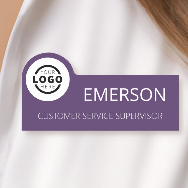 Custom Business Logo Basic Employee Purple Name Tag (Creator Uploaded)