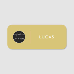 Custom Business Logo Basic Employee Staff gold Name Tag