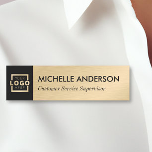 Custom Business Logo Basic Employee Staff Gold Name Tag