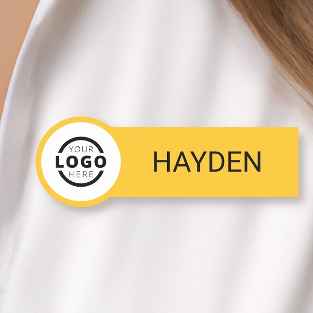 Custom Business Logo Basic Employee Staff Name Tag (Creator Uploaded)