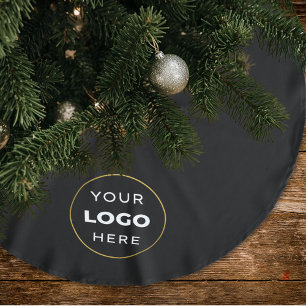 Custom Business Logo Black Holiday Brushed Polyester Tree Skirt