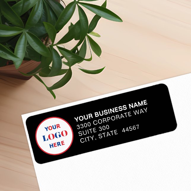 Custom Business Logo Black Return Address Label (Creator Uploaded)