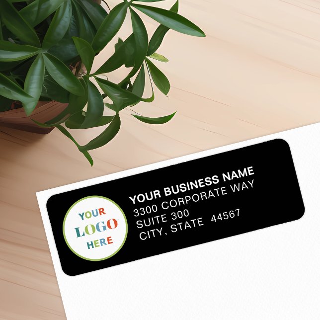 Custom Business Logo Black Return Address Label (Creator Uploaded)