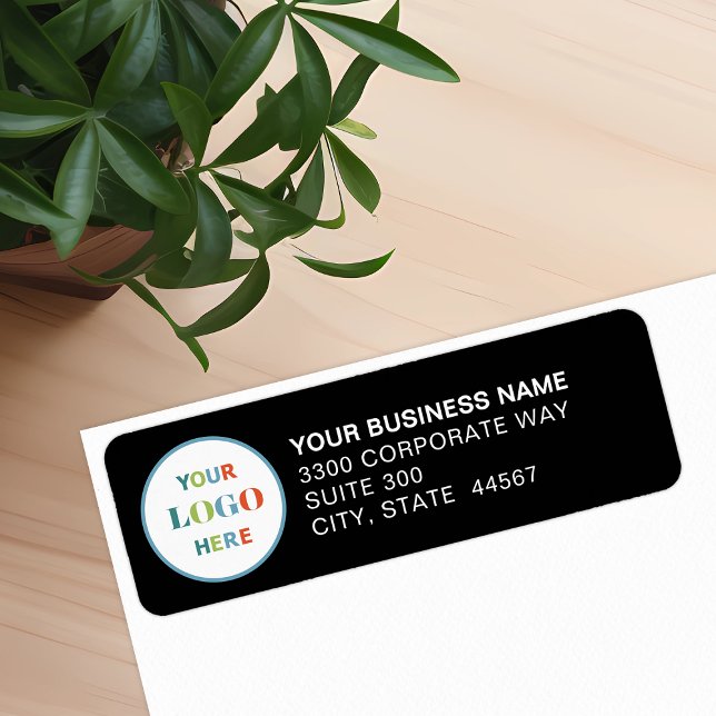 Custom Business Logo Black Return Address Label (Creator Uploaded)