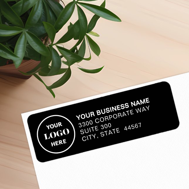 Custom Business Logo Black Return Address Label (Creator Uploaded)
