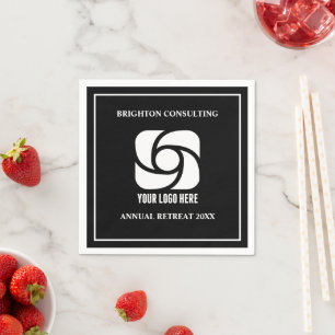 Custom Business Logo Black White Company Party Napkin