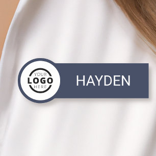 Custom Business Logo Blue Employee Staff Name Tag