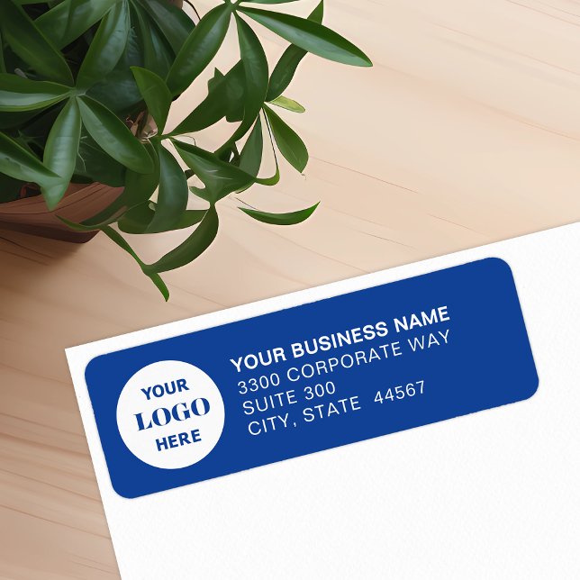 Custom Business Logo Blue Return Address Label (Creator Uploaded)