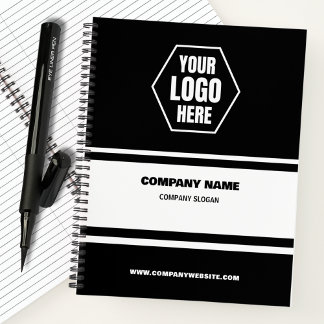 Custom Business Logo Bold Company Name & Slogan Notebook