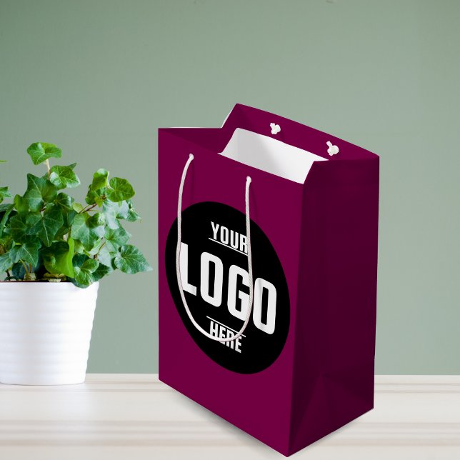 Custom Business Logo Branded – Black  Medium Gift Bag (Custom Business Logo Branded – Black Medium Gift Bag)