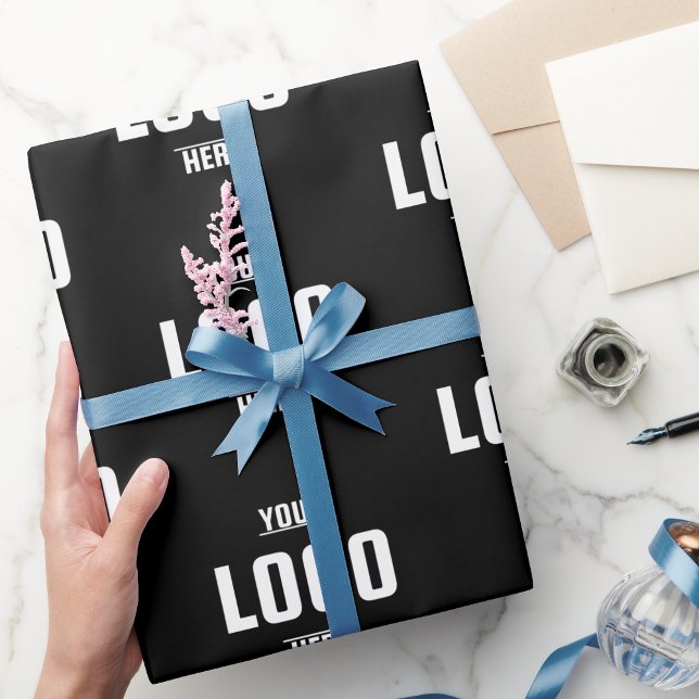 Custom Business Logo Branded – Black  Wrapping Paper (Custom Business Logo Branded – Black Wrapping Paper)