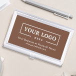 Custom Business Logo Branded Corporate Brown Business Card Holder<br><div class="desc">Create your personalised professional business card holder with your own company logo and custom text. Custom branded business card holders are great practical corporate gifts for executives and employees,  and they add a professional touch and promotional value to presenting your cards to customers. No minimum order quantity.</div>
