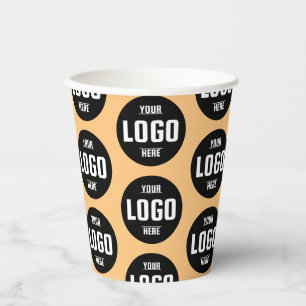 Custom Business Logo Branded Paper Cups – Orange 