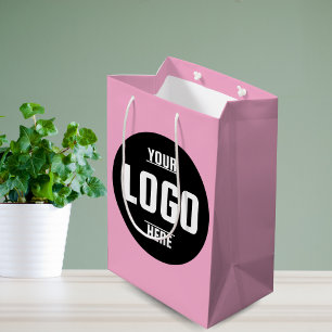 Custom Business Logo Branded – Pink  Medium Gift Bag