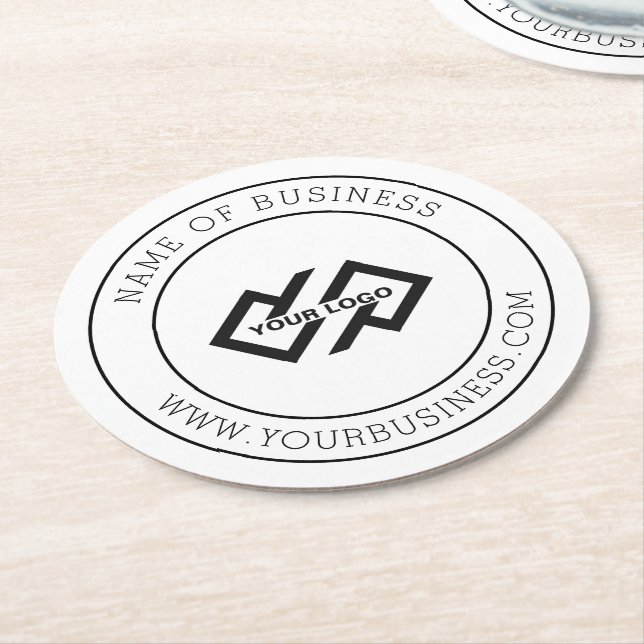  Custom Business Logo Branded Round Paper Coaster (Angled)