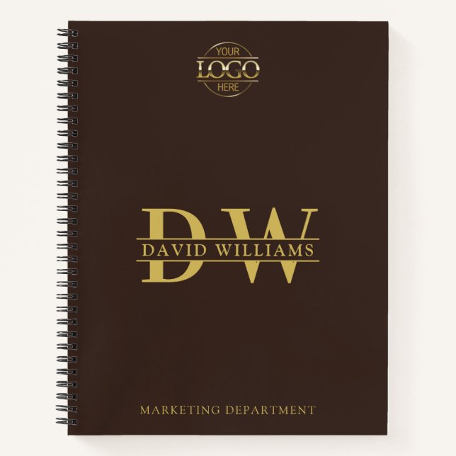Custom Business Logo & Branding Monogram Initials Notebook (Front)