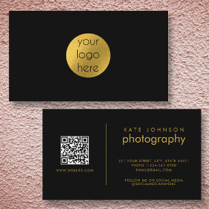 Custom Business Logo Circle Black Gold Modern Business Card