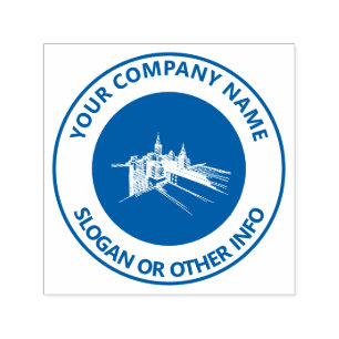 Custom Business Logo City Blue Self-inking Stamp