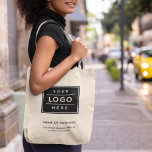Custom Business Logo Company Branded Tote Bag<br><div class="desc">This stylish custom company branded tote bag features a large space for your business logo with modern black custom text that can be personalised with the business name, location, slogan, website, or other preferred information. Great for small business owners who are on the go. Also makes a great corporate gift...</div>
