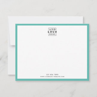Custom Business Logo Company Contact Teal Border Card
