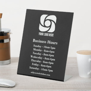 Custom Business Logo Company Hours Black Pedestal Sign
