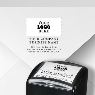Custom business logo company name return address self-inking stamp