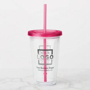 Custom Business Logo Company Promotional Pink Acrylic Tumbler