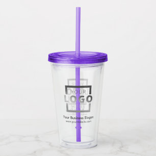 Custom Business Logo Company Promotional Purple Acrylic Tumbler
