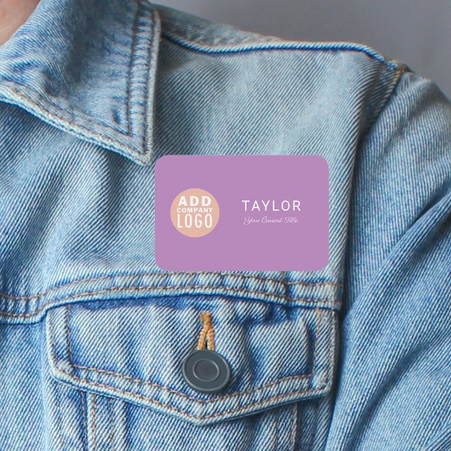 Custom Business Logo Company Staff Employee Name Tag (Your Business Logo Conference Purple Name Tag)