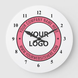 Custom Business Logo Company Stamp Personalised - Large Clock
