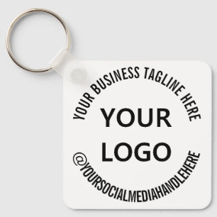 Custom Business Logo Company Tagline Social Media Key Ring