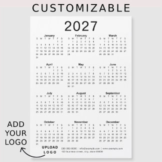 Custom Business Logo Corporate 2027 Calendar