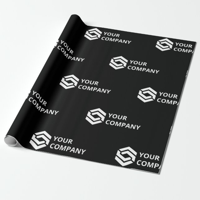 Custom Business Logo Corporate Black Wrapping Paper (Unrolled)