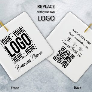 Custom Business Logo Corporate Company Modern Cool Ceramic Ornament