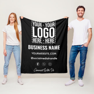 Custom Business Logo Corporate Company Modern Cool Fleece Blanket