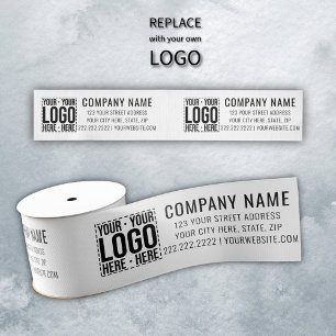 Custom Business Logo Corporate Company Modern Cool Grosgrain Ribbon
